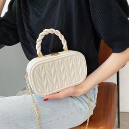 Evening Bags Rope Handle PU Leather Small Box Crossbody For Women 2022 Travel Fashion Simple Chain Shoulder Handbag And Purse