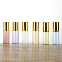 100pcs/lot 3ml 5ml 10ml Portable Colourful Essential Oil Perfume Thick Glass Roller Bottles Travel Refillable Rollerball Bottle