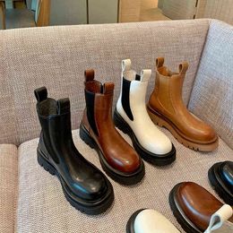 Boots2022 new autumn and winter Women ankle boots natural Leather plus size 22-24.5 cm cowhide upper Comfortable Casual Chelsea boots G220813