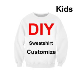 DIY Customize Kids Sweatshirt Picture Star Cartoon Animal 3D Printed Harajuku Children For Boy Baby Girl Clothes 220707