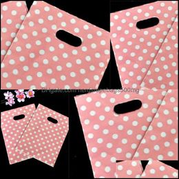 Gift Wrap Event Party Supplies Festive Home Garden White Dot Plastic Bags With Handles 15X20Cm New Packaging For Mini Jewelry Wholesale 43