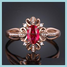 Solitaire Ring Gemstone Rings For Women Men Beautifly Fashion Brand Engagement Wedding Diamond Crystal 18K Gold Baby Dhm0T