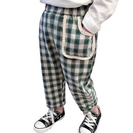 Baby Girl Pants Plaid Pattern Pants For Girl Casual Style Pants Kids Spring Autumn Children's Clothing Girl 210412