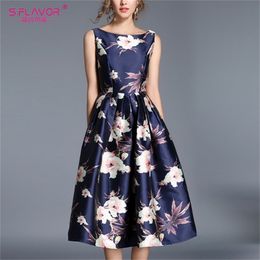 S Flavour vintage stylish sleeveless dress elegant A line dress rerto Autumn fashion elegant sexy midi vestidos de LJ200812