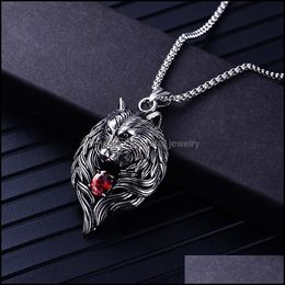 Pendant Necklaces Wolf Head Necklace For Men Women Biker Cool Jewelry Animal Charm Wholesale Vintage Punk Gift Drop Deliver Bdejewelry Dhro6