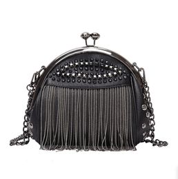 New Luxury Handbags Women Bags Designer Punk Style Chains Shoulder Bag Ladies Small Rivet Tassel Cross Body Bag