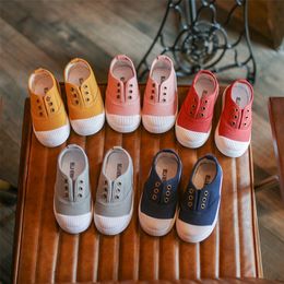 Spring Summer Kids Shoes For Boys Girls Insole 13518CM Candy Colour Children Casual Canvas Sneakers Soft Fashion Sneakers 220520