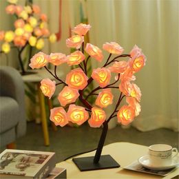 Night Lights Rose Flower Table Lamp USB Christmas Tree Fairy Home Party Wedding Bedroom Ramadan DecorationNightNight