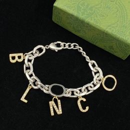 2022 New Hip Hop Charm Bracelets Thick Chain Letter Pendant Chain Bracelet Unisex