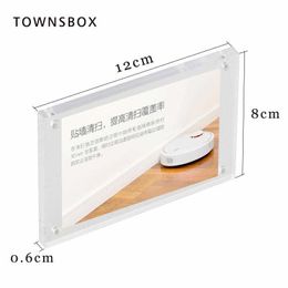 Crystal Clear Acrylic Block Frame Magnetic Wall Mount Price Tag Display Paper Info Label Frame Door Sign Holder Name Card Cover