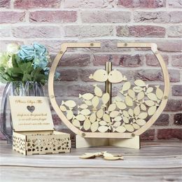 Wedding Drop Box Top Guest Book Wood Wedding Transparent Fish Tank Guest Book Alternative Baby Guestbook Wedding Decoration T200827