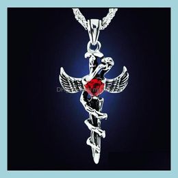 Pendant Necklaces Europe And America Punk Necklace Angel Wings Serpentine Cross Mens Cool Accessories Drop Delivery 2021 Jewelry Penda Dhwx6