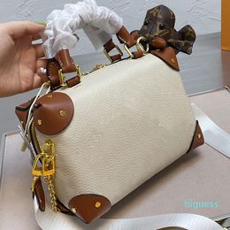 Women Handbag Purse Soft Trunk Crossbody Shoulder Bag Coated Genuine Leather Fashion Letter Hand Bags Golden Chain Handbags Detchable Embroi