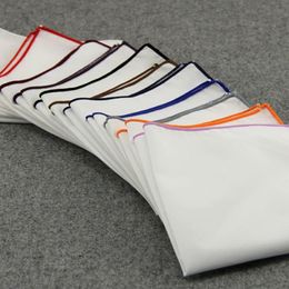 White Pocket Squares Solid Colour Handkerchief 14 Colours Cotton Hanky 23 23cm For Men Wedding Business Accessories