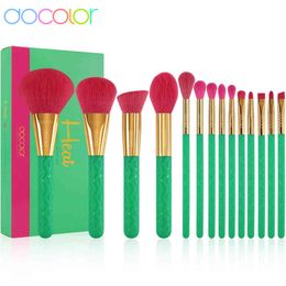 Docolor Makeup Brushes Set 14Pcs Natural Hair Foundation Blending Face Powder Blush Eyeshadow Make Up Kits 220514