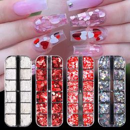 butterfly glitter nails Canada - Nail Art Decorations Grids box Glitter Love Heart Butterfly Sequins Iridescence Sparkle Flakes Decoration Manicure DIY AccessoriesNail