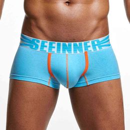 22 Styles Seeinner Underwears Boxer Shorts Men Fashion Sexy Gay Penis Pouch Men's Boxer Trunks Male Panties Calzoncillos Hombre G220419