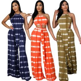 Casual Dresses Summer Tie Dye Women Set For Elegant Sleeveless Beach Irregular Crop Tops Wide Leg Straight Pants Matching Two 2 Piece SetCas