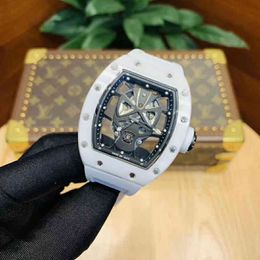 Watches Wristwatch Designer Richa Milles Mens Automatic Mechanical Watch Hollowed Out White Ceramic Mysterious Skull Personality Fashion