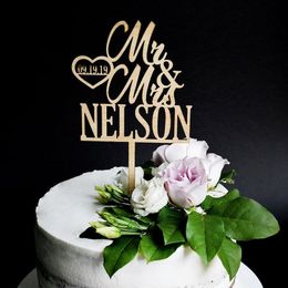 Rustic Custom Mr & Mrs Last Name And Date Cake Topper For Anniversary Party Unique Wedding Decor 220618