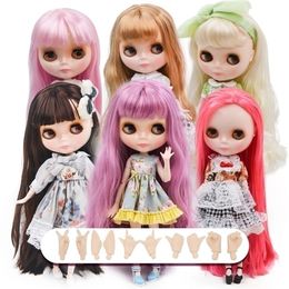 YUMMON Blyth Doll 16 Joint Body BJD DOLL Toy White Shiny Face With Hands Suitable DIY Change Nude Girl 220815