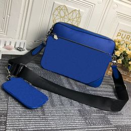 Luxurys Designers trio Bags L new Colour blue men's three-piece satchel Messenger small postman bag for slanting suitable the fashionable choice of daily life