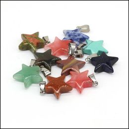 Arts And Crafts Arts Gifts Home Garden Natural Crystal Five Point Star Shape Stone Charms Handmade Pendants For Necklace E Dhkqv