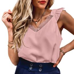 Women's Tanks & Camis Beauty Tops For Women Womens Elegant V Neck Sleeveless Shirt Lace Classic Solid Top Cotton Spandex WomenWomen's