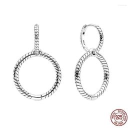 Hoop & Huggie Sterling Silver Pendiente Heart Double Earrings For Women Fit Original 925 Fine Jewellery Joyas MakingHoop Kirs22