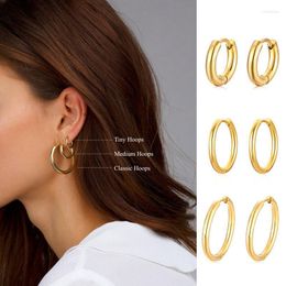11mm huggie earrings Australia - Hoop & Huggie Smooth Thick Earrings For Women Stainless Steel Golden Circle Hoops Danity Ear Jewelry 11mm 20mm 25mmHoop Indu22