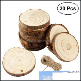 Christmas Decorations Festive Party Supplies Home Garden 20Pcs 9-12Cm Wood Log Slices Discs For Diy Crafts Wedding Decoration With 10M Jut