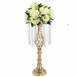 Tall Wedding Party Table Centrepieces Home Hotel Coffee Shop Decoration Metal Crystal Flower Vases Holder Stand Rack Road Lead imake170