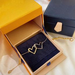 Women Designer Necklaces Love Bracelet Fashion Jewelry Heart Gold Hoop Earring Trendy Collier De Femmes Girlfriends Birthday Gifts Box New