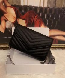 2020handbags real leather high quality handbag purses Gold Silver chain Sheepskin Cowhide wallet handbag Come With BOX
