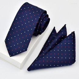 Bow Ties RBOCOClassic Blue Tie And Handkerchief Set 6cm Paisley & Plaid Neck For Men Business Wedding Gift Two Piece SetBow Enek22