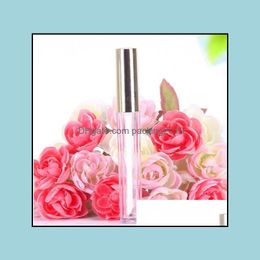 Wholesale 250Pcs 10Ml Mini Round Lip Gloss Tube Cosmetic Package Bottle Empty Container With Gold Cap New Drop Delivery 2021 Packing Bottles