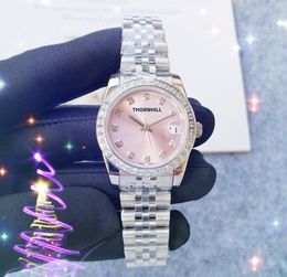 Popular Small Silver Pink Color Diamonds Ring Women Watch 31MM Mechanical Automatic Precision Movement 904L Stainless Steel Self-wind Hardex Glass Wristwatches