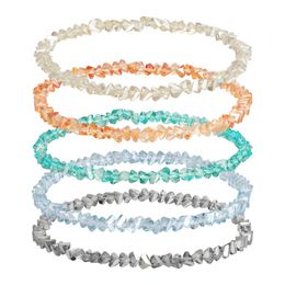 Trendy Triangle Crystal Bead Bracelets Cute Irregular Stretch Couple Bracelets Bangles Wristband for Women Girl