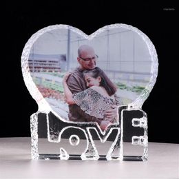 love picture frames UK - Customized Love Heart Crystal Po Frame Personalized Picture Frame Wedding Gift for Guests Birthday Souvenir Valentine's Da2260