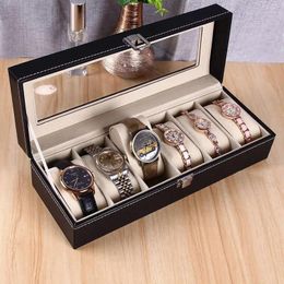 watch box display case Australia - Watch Boxes & Cases Organizer Box PU Leather Case Holder Storage Quartz Watches Jewelry Display Men Women Gift