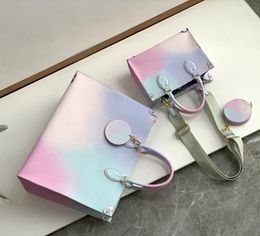 Luxuries designers women bag gradient rainbow render shopping bag fashion evening package clutch handbag luxury ONTHEGO Medium Bags pillow handbags 46077