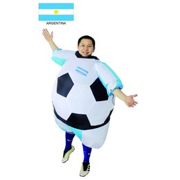 Costume da bambola mascotte Pallone da calcio Costumi gonfiabili Costumi da calcio Argentina Costume da pallone da calcio Argentina Costume di Halloween Per adulti