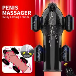 Automatic Male Masturbator Glans Vibrator Penis Delay Trainer Lasting Massager Climax Adult sexy Toys For Men