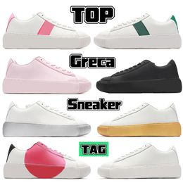 -2022 Top Itália Greca Sneaker Mens Sapatos Casuais Triple Preto Branco Escrita Pink Tag Gold Green Green Silver Luxo Mulheres Designer Sneakers Moda Low Mens Trainers