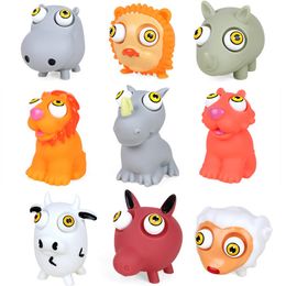 Squeeze Doll Fidget Toys Party Favour Convex Eye Pop-eyed Soft Squishy Cartoon Animal Funny Decompression Toy Extrusion Eyes Popping Stress Relief Gift INS