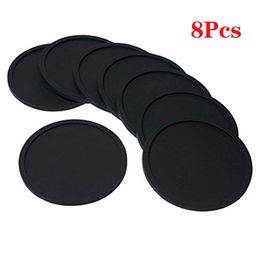 Silicone Black Drink Coasters Set of 8 Non slip Round Soft Cup Coasters Perfect for Bar and House Durable Easy to Clean 220627