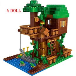 My World The First Adventure Sky Tower Farm Waterfall Pig Tree House Village Alex Model Building Blocks Bricks Sets Kid Toy Gift G220524