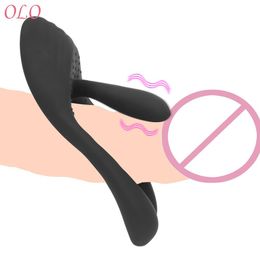 Time Delay Ejaculation Penis Rings Clitoris Stimulation 10 Mode G-spot Vibrator Nipple Massager sexy Toys for Men Women