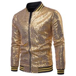 Men's Suits Blazers Men Shiny Blazers Gold Sequin Glitter Suit Jackets Male Nightclub Zipper Suit Blazer DJ Stage Blazers 220826