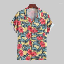 Retro Ethnic Nationality Mens Shirt Short Sleeve Casual Cotton Linen Printing Stand Collar Hawaiian Blouse Clothes G3 Men's Shirts
